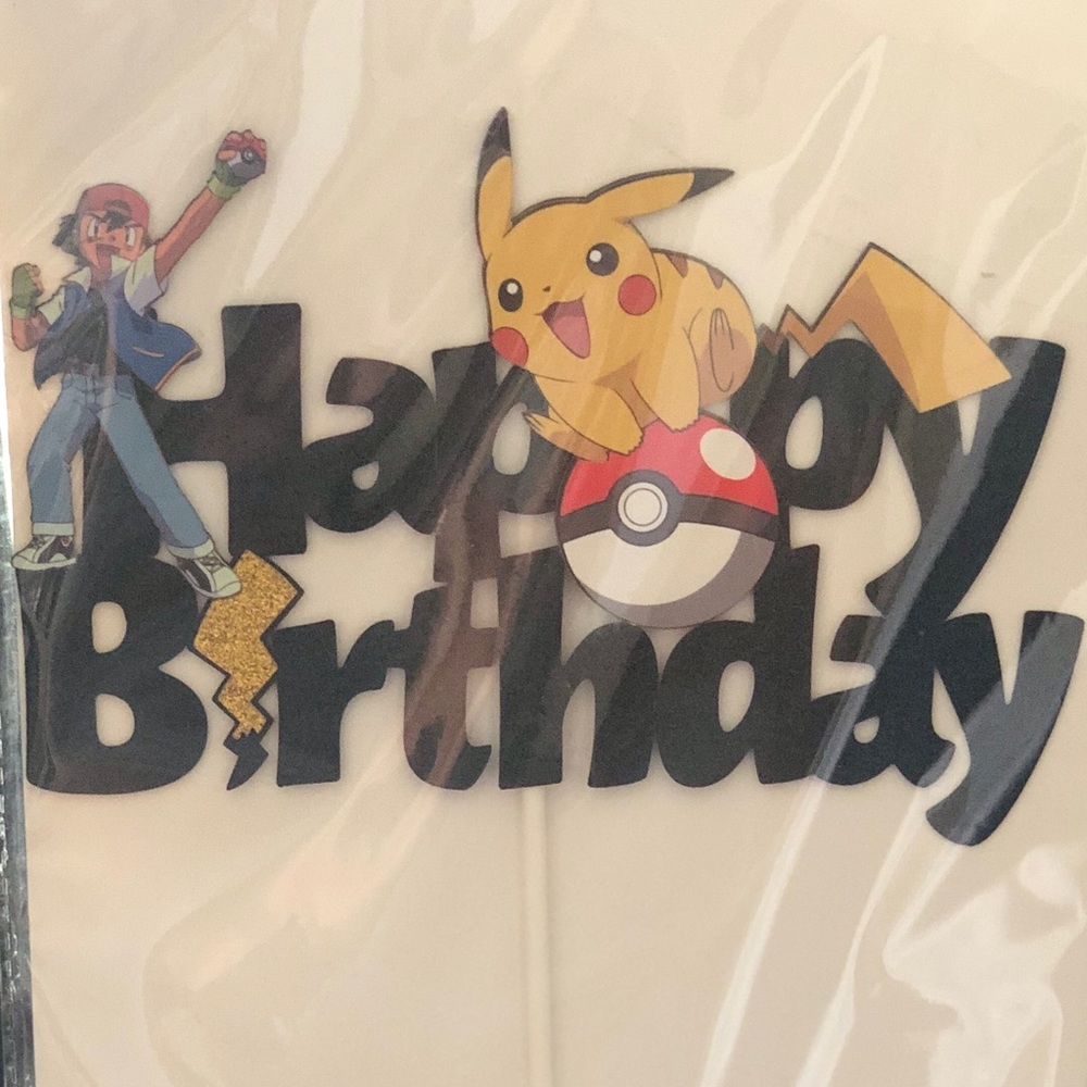 Pikachu and Ash Happy Birthday Cake Topper